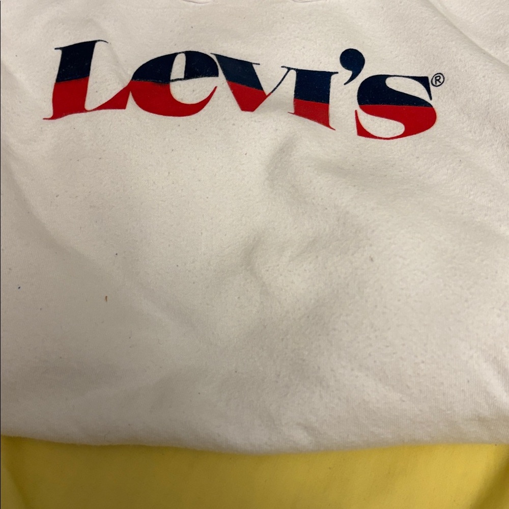 Levi's White Hoodie with Red and Blue Accents